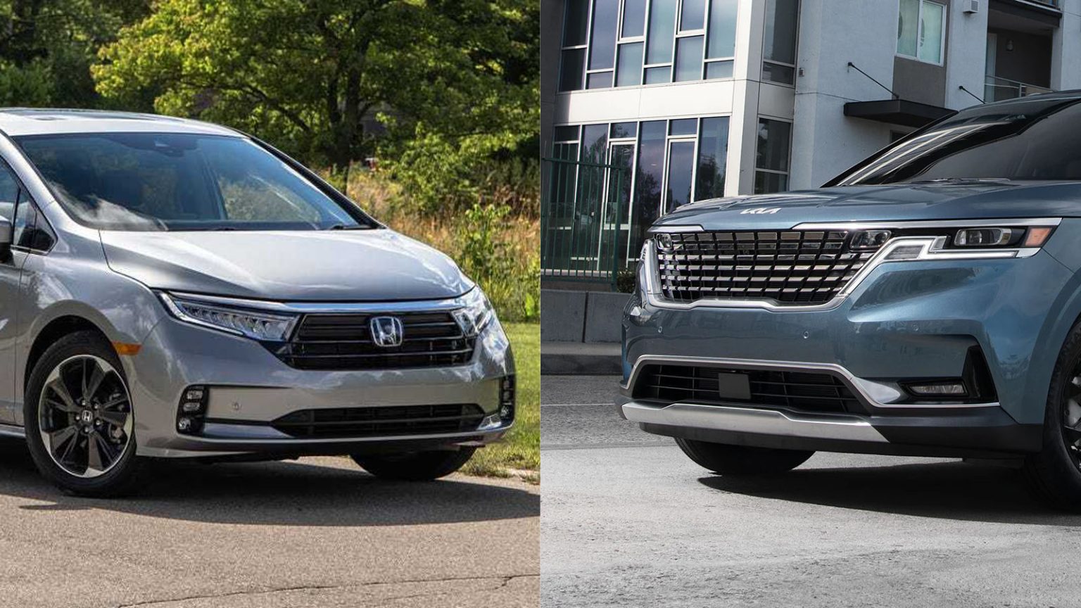 Side by side comparison of the 2023 Kia Carnival vs the Honda Odyssey